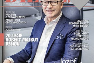 Okładka miesięcznika BIZNES.meble.pl - wydanie maj 2016. Na okładce: Józef Kosiorek, prezes Zarządu firmy Fargotex Group.