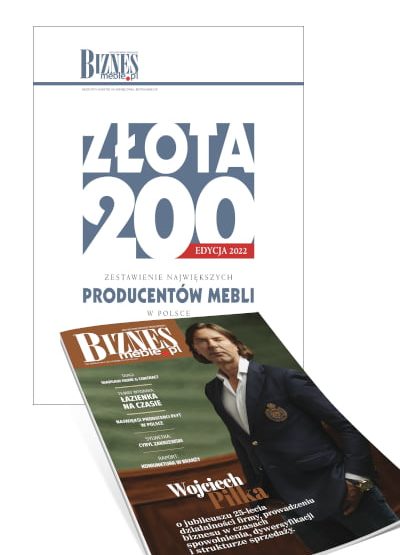 Okładka grudniowego wydania miesięcznika BIZNES.meble.pl wraz z raportem "Złota 200 - zestawienie największych producentów mebli w Polsce" - edycja 2022