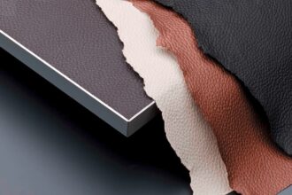 Płyty „Leather” firmy Niemann wykonane na bazie naturalnej, rekonstruowanej skóry.