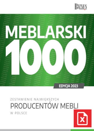 Okładka raportu Meblarski 1000 - zestawienie największych producentów mebli w Polsce edycja 2023 - wersja rozszerzona